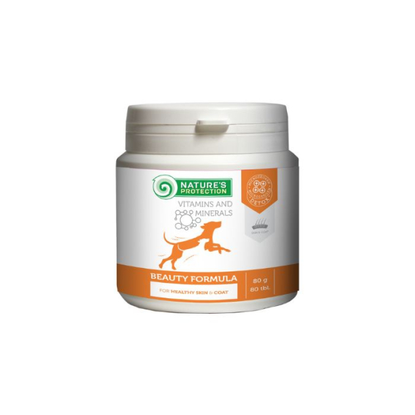 Nature's Protection Beauty Formula Харчова добавка для покращення стану шкіри і шерсті дорослих собак, 80 таблеток