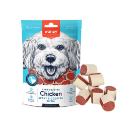 Wanpy Chicken Jerky &amp; Codfish Sushi Суші з куркою та тріскою для собак, 100 г