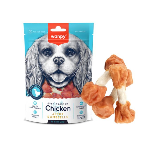 Wanpy Chicken Jerky Dumbbells Кісточка-гантель з в’яленою куркою для собак, 100 г