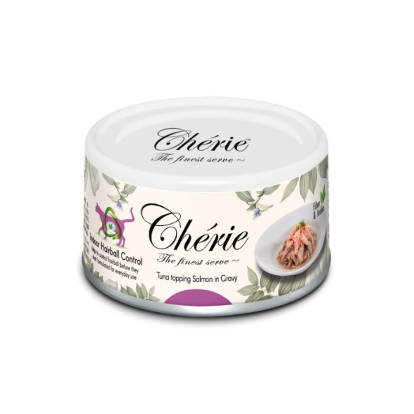 Cherie Hairball Control Tuna &amp; Salmon Вологий корм для котів шматочки тунця та лосося в соусі, 80 г