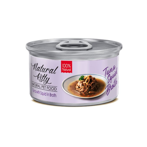Natural Kitty Broth Series Tuna with Squid in Broth Вологий корм для котів тунець з кальмарами в бульйоні, 80 г