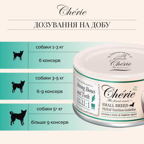 Cherie Small Breed Chicken&amp;Duck in Pumpkin Gravy Вологий корм для собак курка з качкою в гарбузовому соусі, 80 г - 4