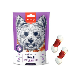 Wanpy Duck Jerky &amp; Rawhide Wraps Кісточка з вузликами з в’яленою качкою для собак, 100 г