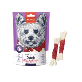 Wanpy Duck Jerky &amp; Calcium Bone Twists Кістка з качкою та кальцієм для собак, 100 г
