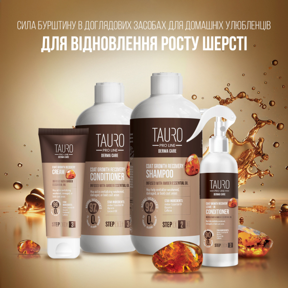 Tauro Pro Line Derma Care Coat Growth Recovery Leave-In Conditioner Незмивний кондиціонер для стимуляції росту шерсті у собак і котів, 250 мл - 1