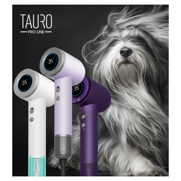 Tauro Pro Line Ручний фен для сушіння шерсті домашніх тварин з технологією генерації негативних іонів з вилкою ЄС, темно-фіолетовий - 2