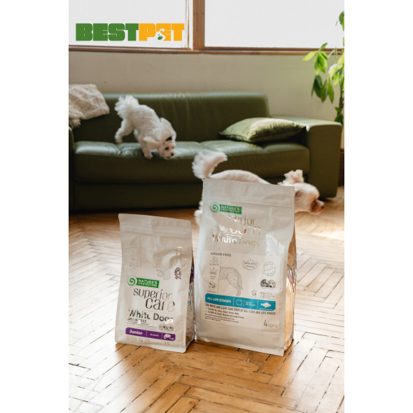Nature's Protection Superior Care White Dogs Grain Free Salmon Junior All Breeds Сухий беззерновий корм для юніорів усіх порід з лососем, 1,5 кг - 2
