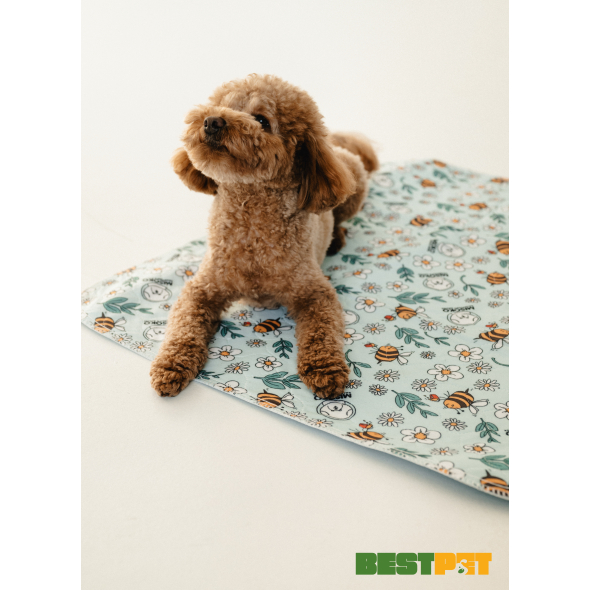 MISOKO Багаторазова пелюшка для тварин з бджолами, блакитна, 40х50 см  1 шт - 6