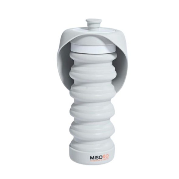 MISOKO Пляшка для подорожей для собак і котів силіконова сіра, 550 мл