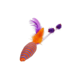 HIPPIE PET Іграшка для котів Мишка з пір'ям фіолетова 16,5 см
