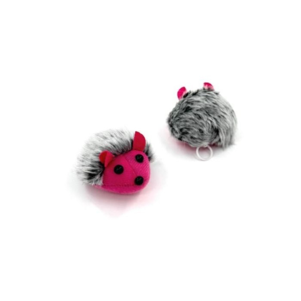 HIPPIE PET Іграшка для котів Вібруюча мишка сіро-рожева 7 см