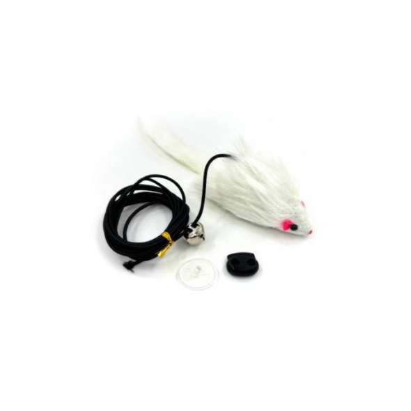 HIPPIE PET Іграшка для котів Мишка з мотузкою біла 8 см