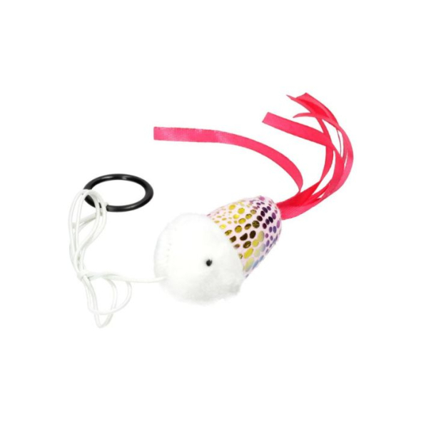 HIPPIE PET Іграшка для котів Рибка з мотузкою рожева 7,5 см