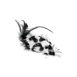 HIPPIE PET Іграшка для котів Мишка з плямками та пір'ям сіра 7,5 см