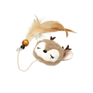 HIPPIE PET Іграшка для котів Плюшеве оленя з пір'ям коричневе 11 см