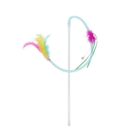 HIPPIE PET Іграшка для котів Вудка з пір'ям на мотузці синя 40 см