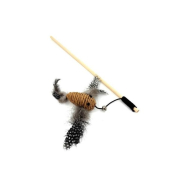 HIPPIE PET Іграшка для котів Вудка з пташкою з мотузки та пір'я коричнева 40 см