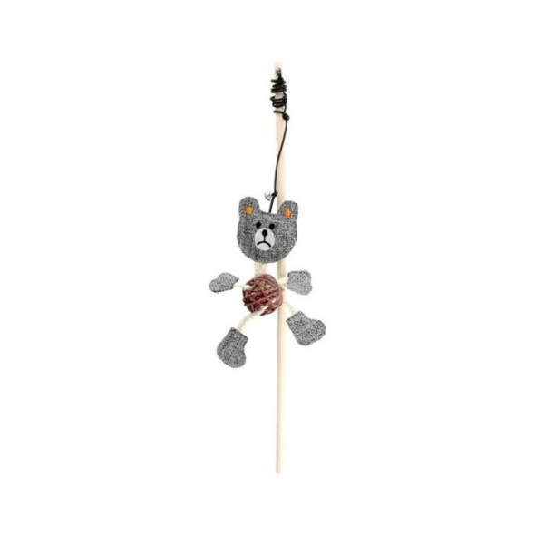 HIPPIE PET Іграшка для котів Вудка з ведмедиком сіра 40 см