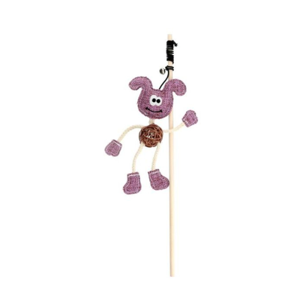 HIPPIE PET Іграшка для котів Вудка з веселим кроликом рожева 40 см