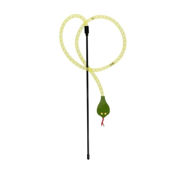 HIPPIE PET Іграшка для котів Вудка з маленькою коброю зелена 37 см