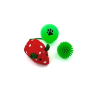 HIPPIE PET Набір іграшок для котів Мишка та два м'ячика, червоний і зелений 3 шт