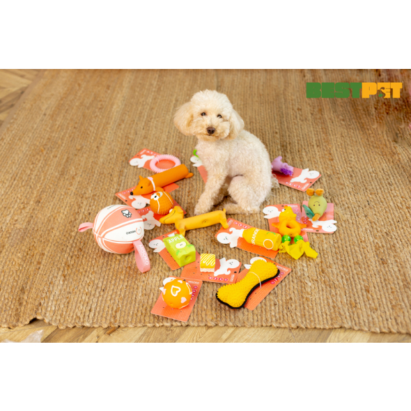 MISOKO Іграшка для собак, лисиця, латекс, помаранчева, 24 см - 1