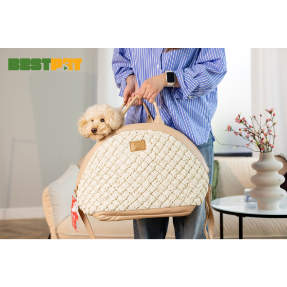 MISOKO Дорожня сумка для домашніх тварин, 40 x 22 x 35 см, світло-коричнева - 5