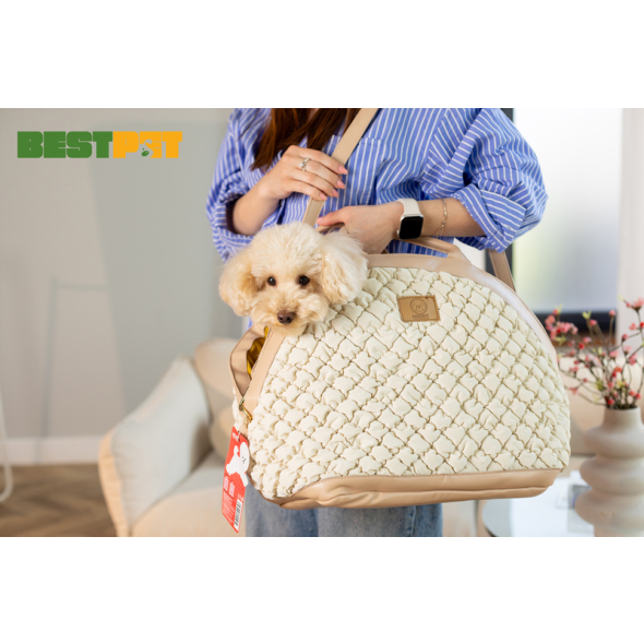 MISOKO Дорожня сумка для домашніх тварин, 40 x 22 x 35 см, світло-коричнева - 2