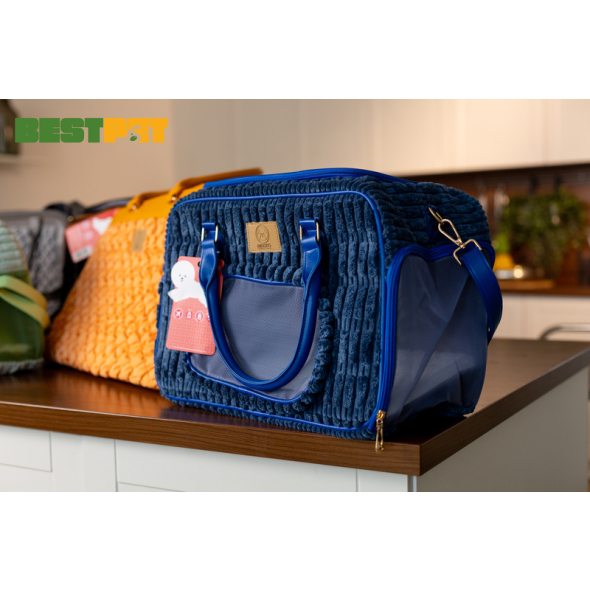 MISOKO Дорожня сумка для домашніх тварин, 41.5 x 23 x 28 см, темно-синя - 6