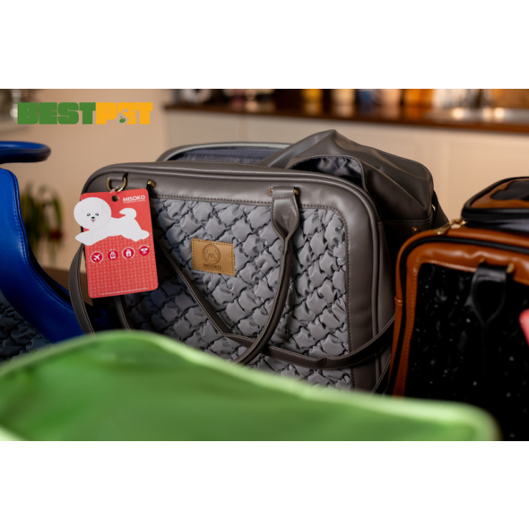 MISOKO Дорожня сумка для домашніх тварин, 40 x 19.5 x 30 см, сіра - 5