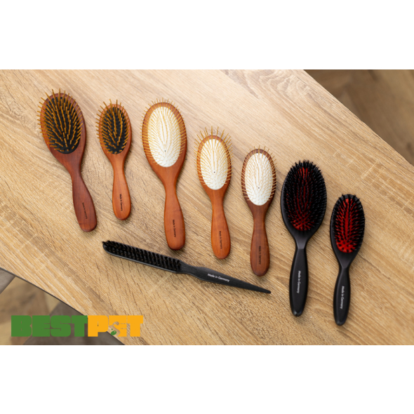 Tauro Pro Line Prestige Щітка з деревини бука і щетини кабана 16 мм з нейлоновими зубчиками, чорна, мала, 18 х 4,6 см - 7