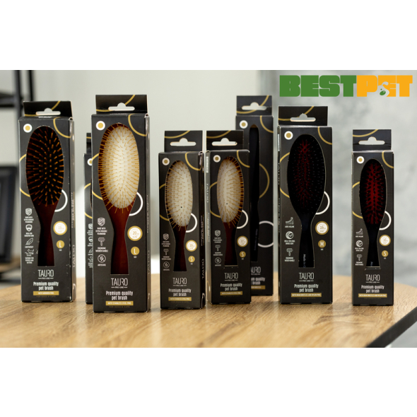 Tauro Pro Line Prestige Щітка з деревини бука і щетини кабана 16 мм з нейлоновими зубчиками, чорна, мала, 18 х 4,6 см - 8