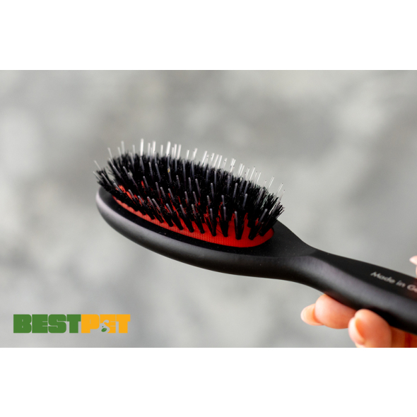 Tauro Pro Line Prestige Щітка з деревини бука і щетини кабана 16 мм з нейлоновими зубчиками, чорна, мала, 18 х 4,6 см - 2