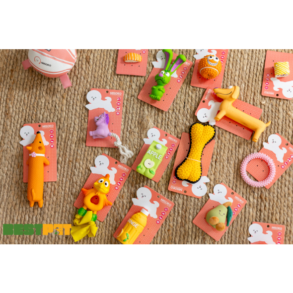 MISOKO Іграшка для собак, тенісний м'ячик, латекс, помаранчевий, 7.5 см - 2