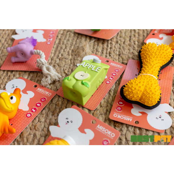 MISOKO Іграшка для собак, форма пляшки яблучного соку, латекс, аромат яблука, 11 см - 2