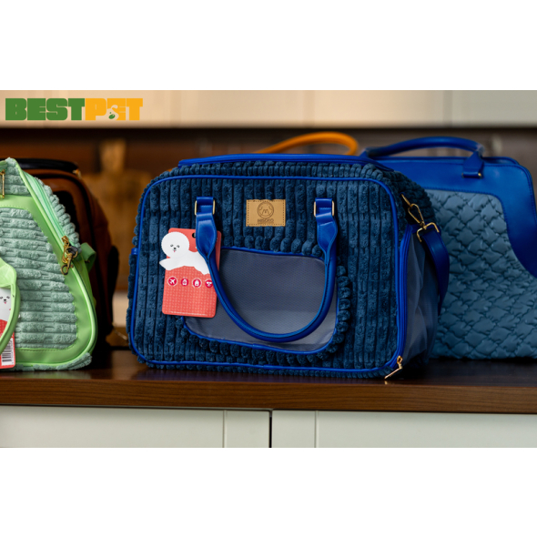 MISOKO Дорожня сумка для домашніх тварин, 41.5 x 23 x 28 см, темно-синя - 5