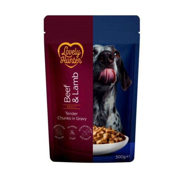 Lovely Hunter Adult Beef &amp; Lamb Вологий корм для дорослих собак з яловичиною і ягням, 500 г