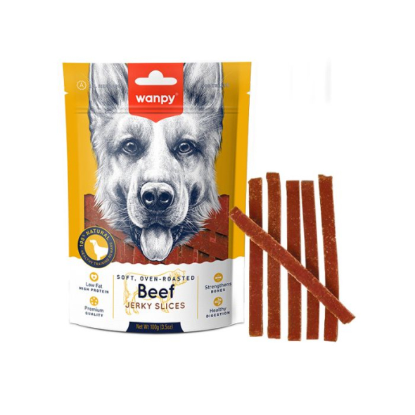 Wanpy Beef Jerky Slices Скибочки в’яленої яловичини з качкою для собак, 100 г