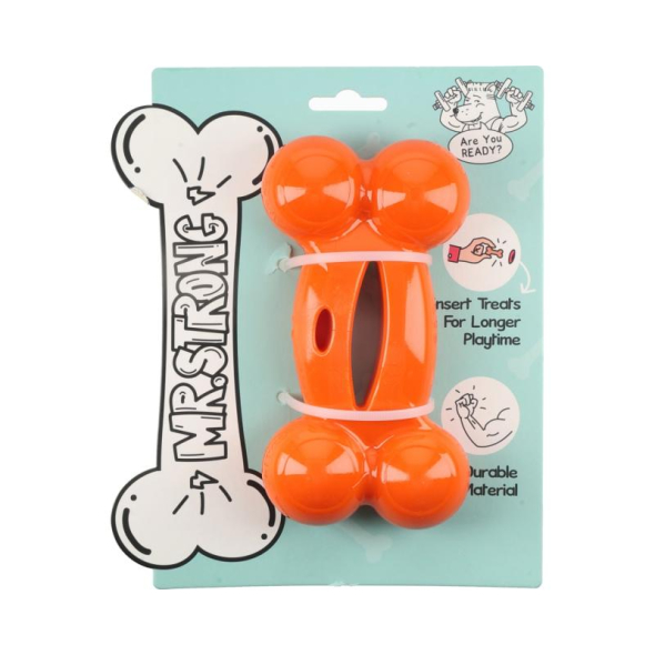 MR.STRONG Іграшка для собак Кістка помаранчева, 16.5 см - 1