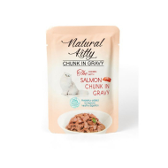 Natural Kitty Chunk in Gravy Chicken with Salmon Вологий корм для котів курка і лосось в соусі, 85 г