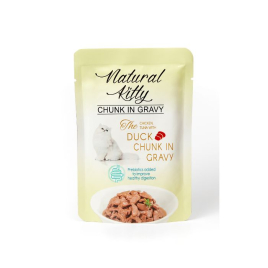 Natural Kitty Chunk in Gravy Chicken, Tuna with Duck Вологий корм для котів курка, тунець, качка і куряча печінка у соусі, 85 г