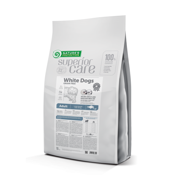 Nature's Protection Superior Care White Dogs Grain Free White Fish Adult Large Breeds Сухий беззерновий корм для дорослих собак великих порід з білою рибою, 10 кг - 1