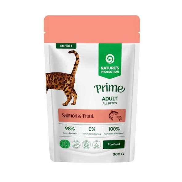 Nature's Protection Prime Sterilised Adult Cats Salmon and Trout Вологий корм для стерилізованих котів з лососем і фореллю, 300 г
