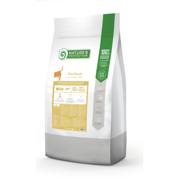 Nature`s Protection Sterilised Сухий корм для стерилізованих котів з птицею і лососем, 18 кг
