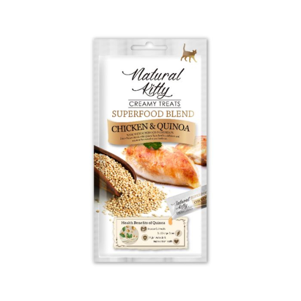 Natural Kitty Creamy Treats Кремові ласощі з куркою і кіноа для котів 4 шт. по 12 г