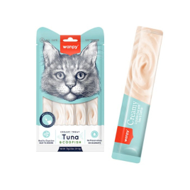Wanpy Creamy Treat Tuna &amp; Codfish Кремові ласощі з тунцем і тріскою для котів, 5 шт. х 14 г