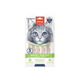 Wanpy Functional Creamy Treat Kidney Health Кремові ласощі для котів з курятиною та овочами для підтримки здоров’я нирок, 5 шт. х 14 г
