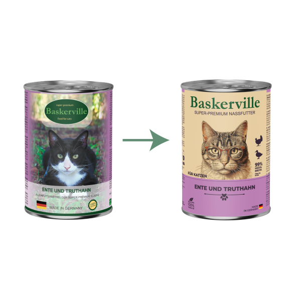 Baskerville Ente und Truthahn Вологий корм для котів качка з індичкою, 400 г - 1