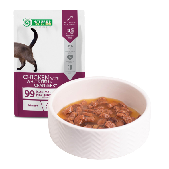 Nature’s Protection Adult cats Urinary Chicken with White Fish &amp; Cranberry Вологий корм для котів для підтримки сечовидільної системи з куркою, білою рибою і журавлиною, 100 г - 3