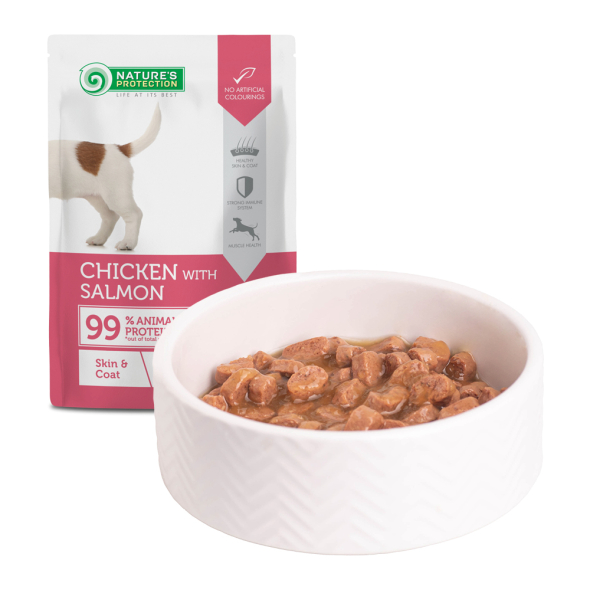 Nature’s Protection Adult Skin&amp;Coat Chicken with Salmon Вологий корм для собак для здорової шкіри та шерсті з куркою і лососем, 100 г - 3